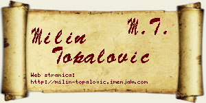 Milin Topalović vizit kartica